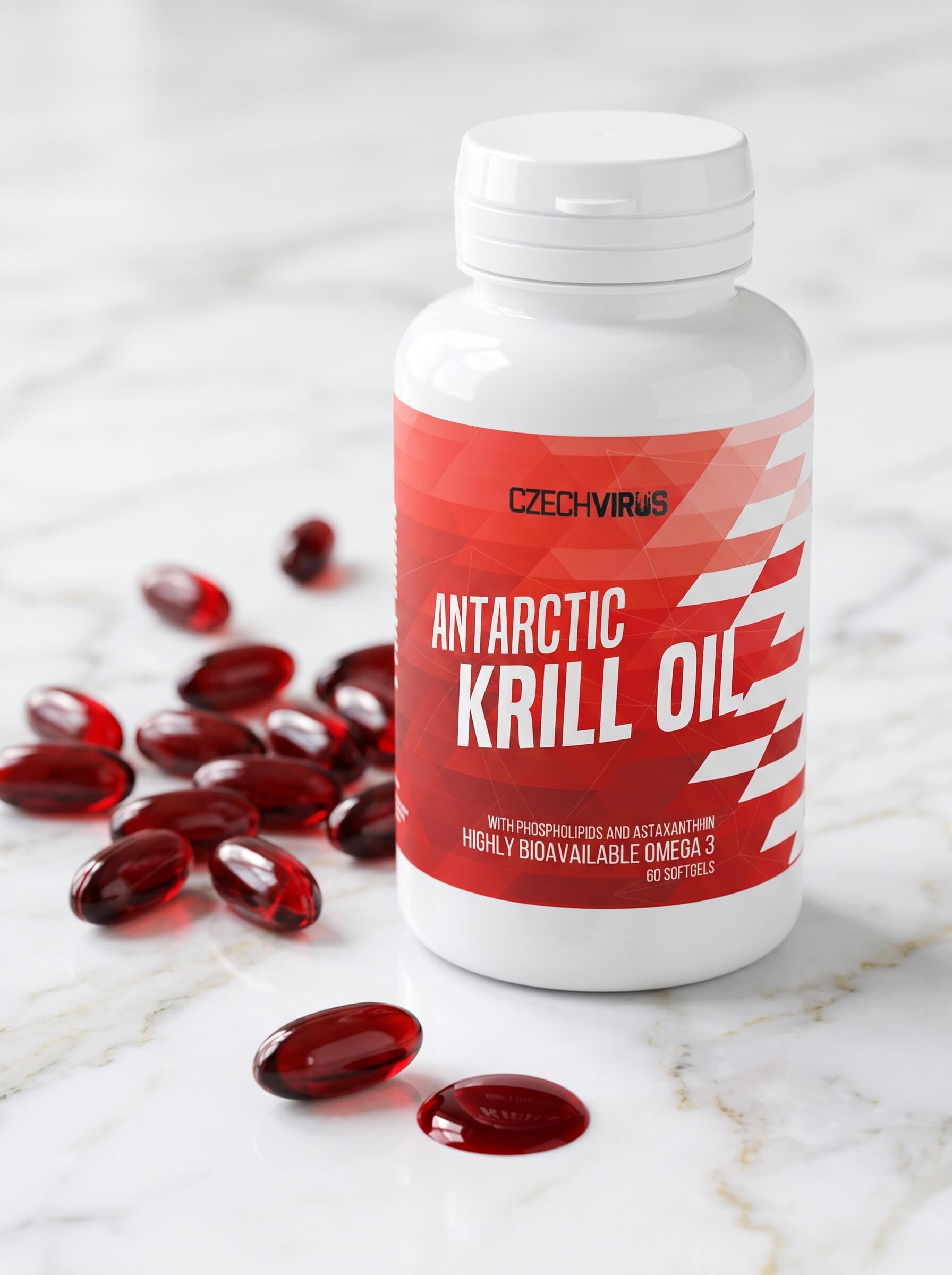 Softgel tobolky Antarctic Krill Oil – tmavě červený krillový olej